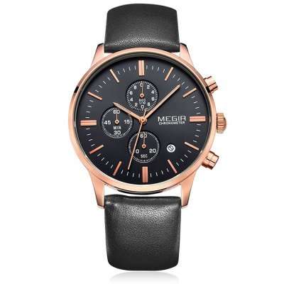 *** Megir Brand Top Watch** Nato Strap Luxury Men Quartz Wristwatch CHRONOGRAPH * 6 HANDS *