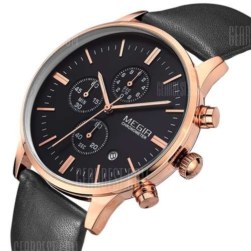 *** Megir Brand Top Watch** Nato Strap Luxury Men Quartz Wristwatch CHRONOGRAPH * 6 HANDS *