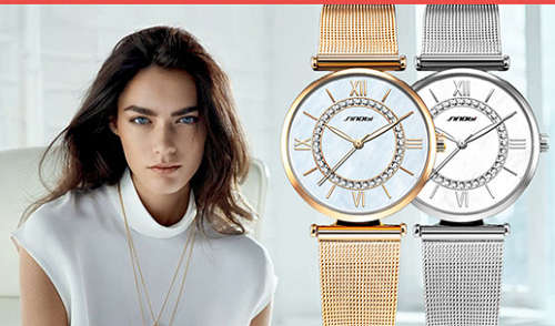 **SINOBI BRAND 9632*  Gold  Women's Diamonds Wrist Watch Top Luxury *