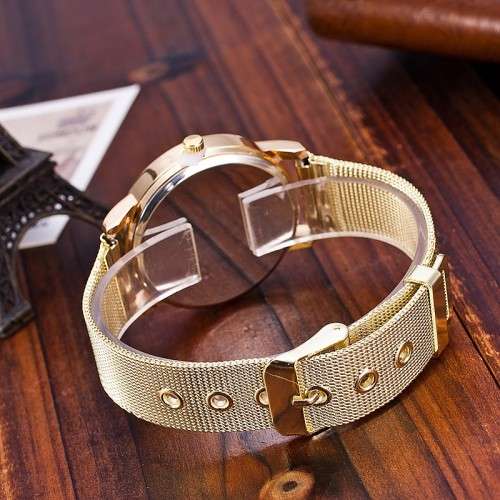 --***Womens Elegant  Gold Mesh Belt  Classic Quartz Stainless Steel Wrist Watch !!