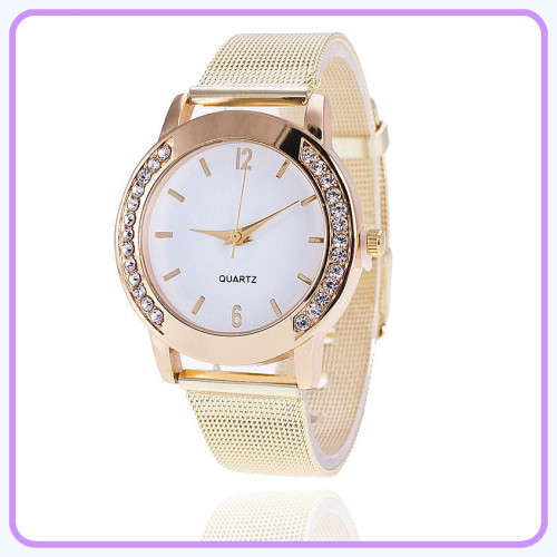 --***Womens Elegant  Gold Mesh Belt  Classic Quartz Stainless Steel Wrist Watch !!