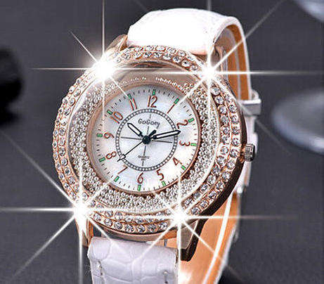 --***LADIES **AUSTRIAN CRYSTAL ENCRUSTED ~Gogoey~ROSE GOLD  QUARTZ  Watch  -