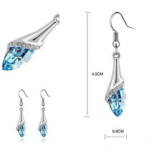**LONGWAY**New Swarovski Crystal Teardrop Earrings Bracelets Pendant Necklace Set Jewelry *