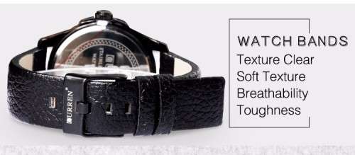 ***Luxury Curren ( MODEL: 8123 )   Mens Leather Golden Quartz Calendar Analog Dial Wrist Watch B92U