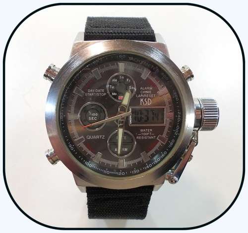 -***NEW KSD DUAL TIME CHRONOGRAPG MENS CANVAS STRAP WATCH**