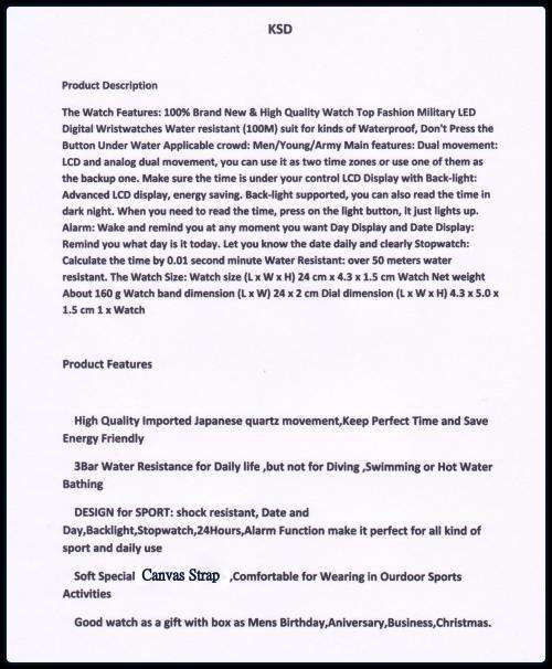 -***NEW KSD DUAL TIME CHRONOGRAPG MENS CANVAS STRAP WATCH**