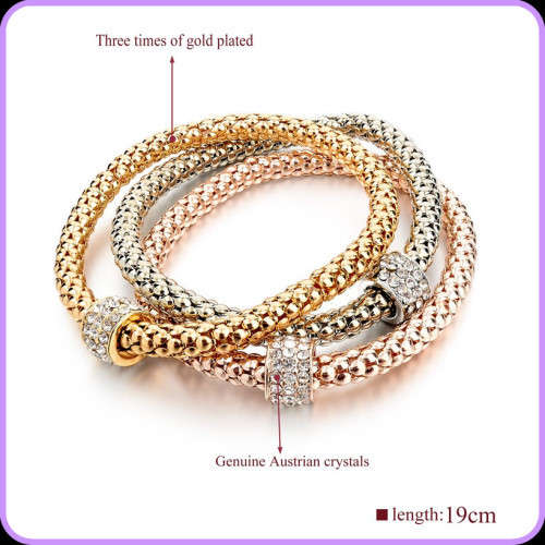 **LADIES **AUSTRIAN CRYSTAL ENCRUSTED ~Gogoey~ROSE GOLD  QUARTZ  Watch + SET OF LONG WAY BRACELETS