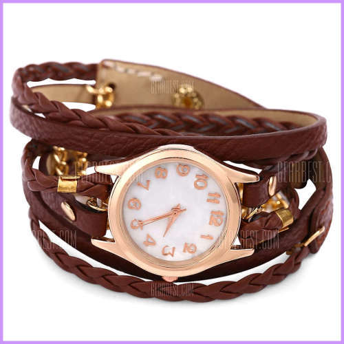 --*****WOMEN BROWN  WRAP LEATHER  BRACELET WRIST WATCH**
