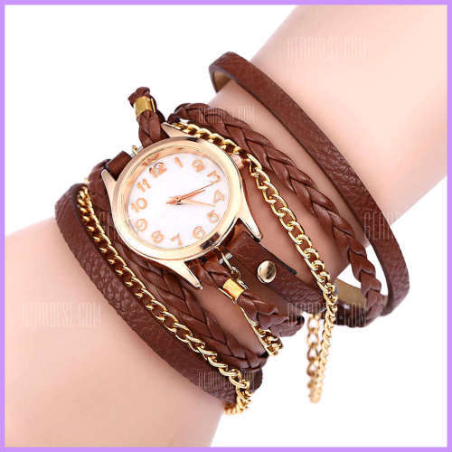 --*****WOMEN BROWN  WRAP LEATHER  BRACELET WRIST WATCH**