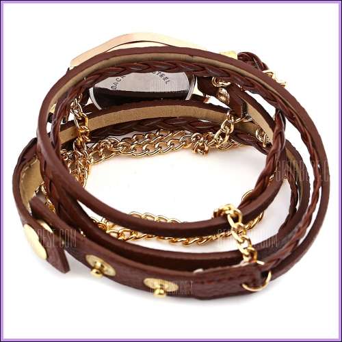 --*****WOMEN BROWN  WRAP LEATHER  BRACELET WRIST WATCH**