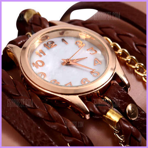 --*****WOMEN BROWN  WRAP LEATHER  BRACELET WRIST WATCH**