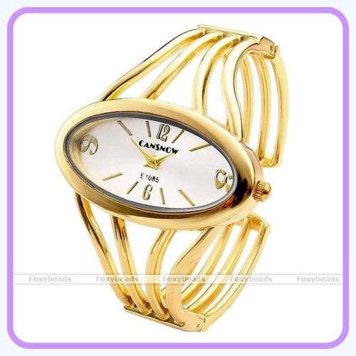 --***LADIES *ELEGANT **CANSNOW **GOLDEN BANGLE **QUARTZ WATCH**
