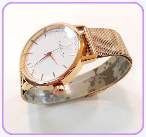 --  2017 THE FIFTH Rose gold Luxury Quartz watch Casual men quartz-watch stainless steel Mesh strap