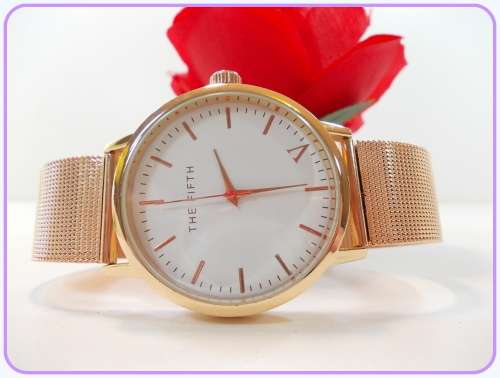 --  2017 THE FIFTH Rose gold Luxury Quartz watch Casual men quartz-watch stainless steel Mesh strap