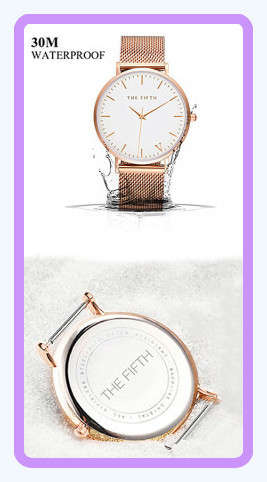 --  2017 THE FIFTH Rose gold Luxury Quartz watch Casual men quartz-watch stainless steel Mesh strap