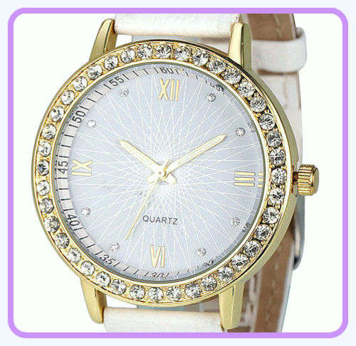 -***LADIES **FINE DETAILED CLASSY  ROMAN NUMERALS CRYSTAL ENCRUSTED  WATCH !!