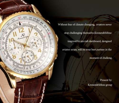 *** KS Men's Classic Date Day White Automatic Mechanical Gold Case Sport Wrist Watch *