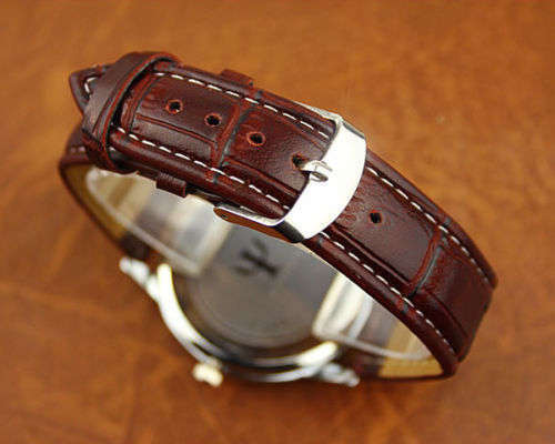 ***Ladies/Men Mode  Leather Stainless Steel Sports Quartz Wrist Watch Uhr