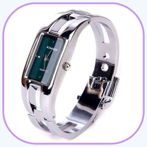 --***LADIES ** FEMININE KIMIO **SILVER BANGLE **QUARTZ WATCH**