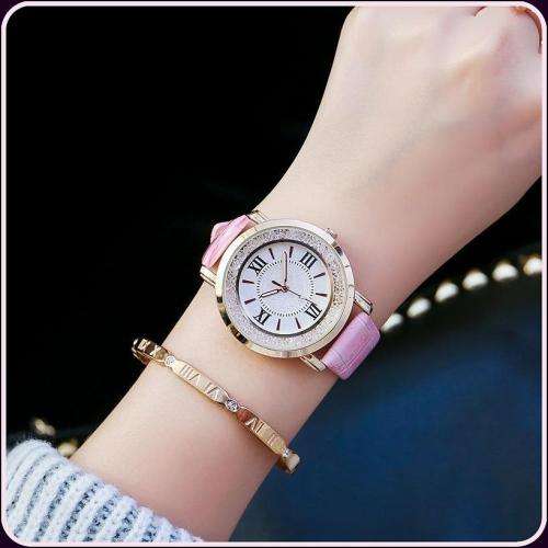 --***LADIES ** LOVELY CRYSTAL ENCRUSTED~ROSE GOLD  QUARTZ  Watch  -