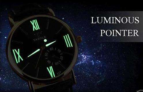 ***Men Mode  Stainless Steel Sports Noctilucent  Quartz Wrist Watch Brown Leather Band