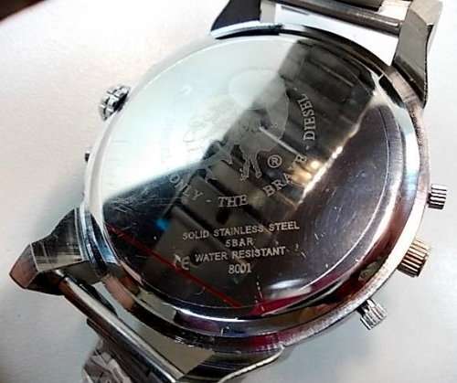 **Massive DiaL Military Dual Movt Men Quartz Watch with Date Function Stainless Steel Band  -BLACK