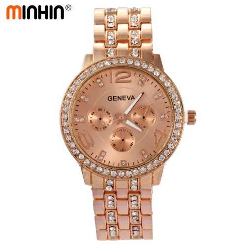 --********LADIES GENEVA* BIG DIAL* FULL BLING DESIGNER STYLE  STAINLESS STEEL QUARTZ WATCH**