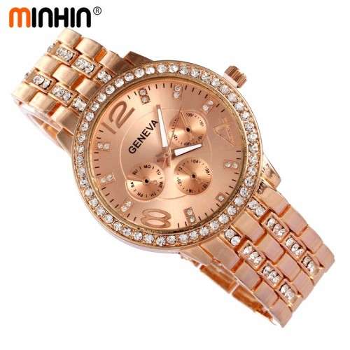 --********LADIES GENEVA* BIG DIAL* FULL BLING DESIGNER STYLE  STAINLESS STEEL QUARTZ WATCH**