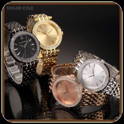 From UK** Magnifisant*Rose Gold Taylor Cole Lady Georgeos Steel Band Bracelet Luxury Watch*