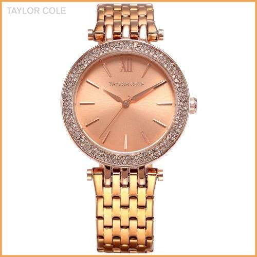 From UK** Magnifisant*Rose Gold Taylor Cole Lady Georgeos Steel Band Bracelet Luxury Watch*