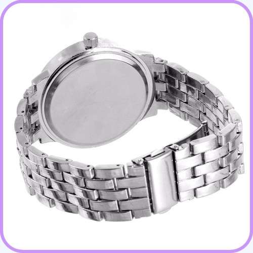 --********LADIES GENEVA* BIG DIAL*SILVER FULL BLING DESIGNER STYLE  STAINLESS STEEL QUARTZ WATCH**