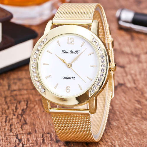--***Womens Elegant  Gold Mesh Belt  Classic Quartz Stainless Steel Wrist Watch !!
