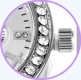 FREE COURIER--**LADIES GENEVA FULL BLING SILVER DESIGNER STYLE  STAINLESS STEEL QUARTZ WATCH**