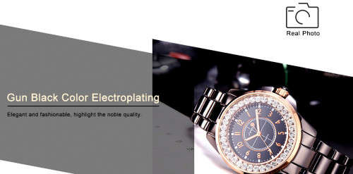 -***$59* --***LADIES **SWAROVSKI CRYSTAL ENCRUSTED ~SINOBI~BLACK&GOLD  QUARTZ Watch -