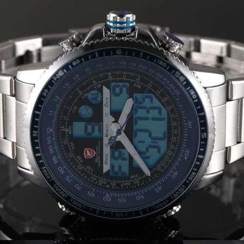 *SHARK*BIG HEAVY*Multfunction -Luxury Men Digital LED Date Day Quartz Military Sport Wrist Watch
