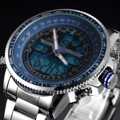 *SHARK*BIG HEAVY*Multfunction -Luxury Men Digital LED Date Day Quartz Military Sport Wrist Watch