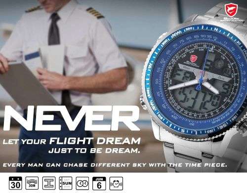 *SHARK*BIG HEAVY*Multfunction -Luxury Men Digital LED Date Day Quartz Military Sport Wrist Watch