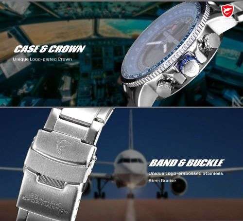 *SHARK*BIG HEAVY*Multfunction -Luxury Men Digital LED Date Day Quartz Military Sport Wrist Watch