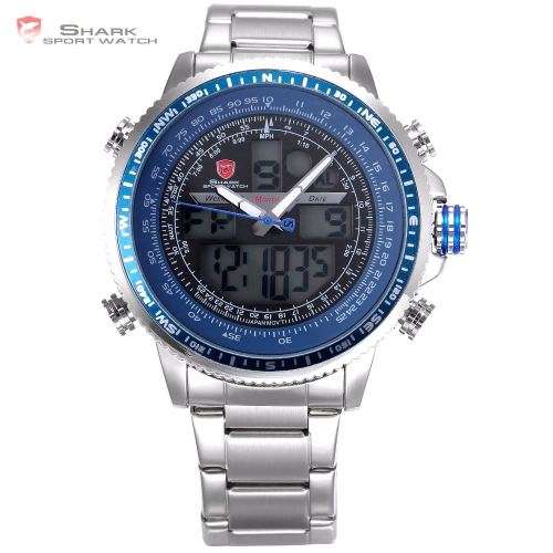 *SHARK*BIG HEAVY*Multfunction -Luxury Men Digital LED Date Day Quartz Military Sport Wrist Watch