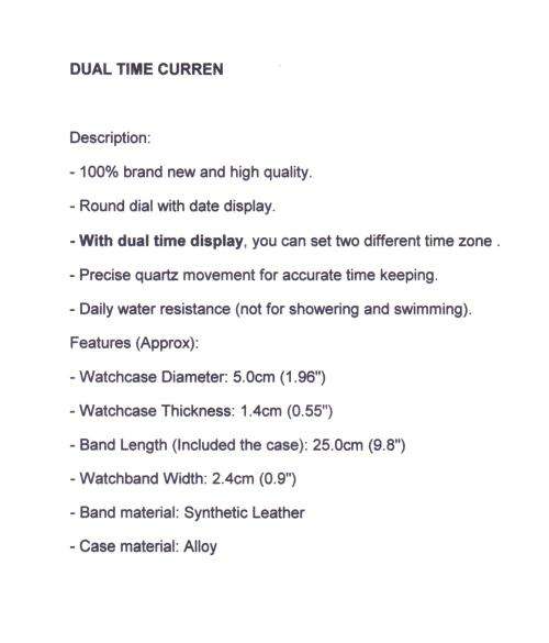 ** Big Dial* Dual Movement Curren 8249 Watch  With Calender -Black Case & Tan Strap*