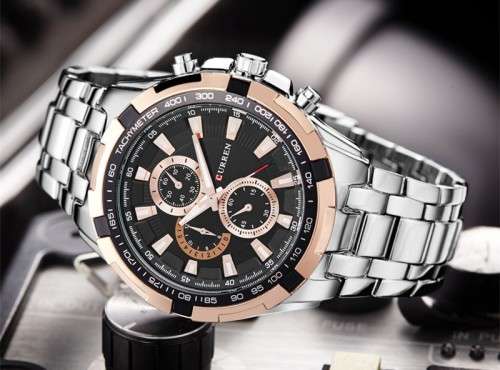 ***Elegant Classic Curren 8023 HEAVY ALL STEEL MEN  QUALITY WATCH