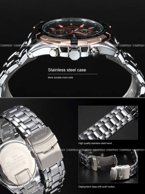 ***Elegant Classic Curren 8023 HEAVY ALL STEEL MEN  QUALITY WATCH