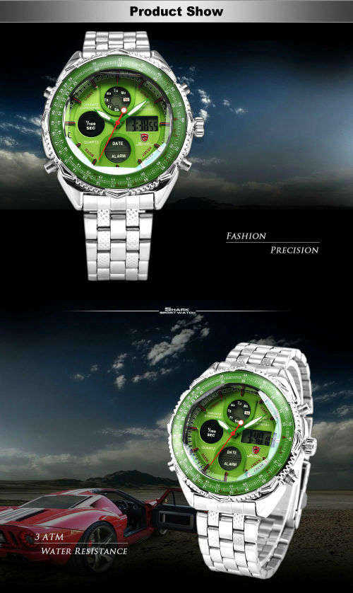$45.00* Official SHARK Green New Quartz Army Mens Sport Wrist Watch*