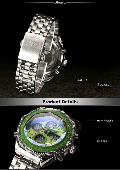 $45.00* Official SHARK Green New Quartz Army Mens Sport Wrist Watch*