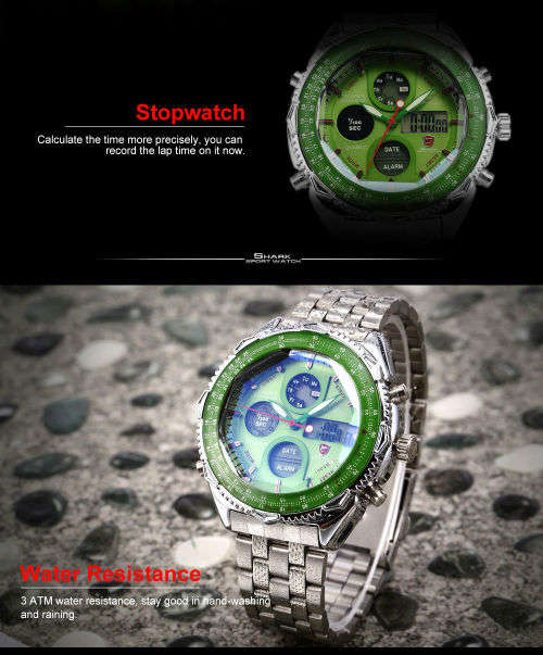 $45.00* Official SHARK Green New Quartz Army Mens Sport Wrist Watch*