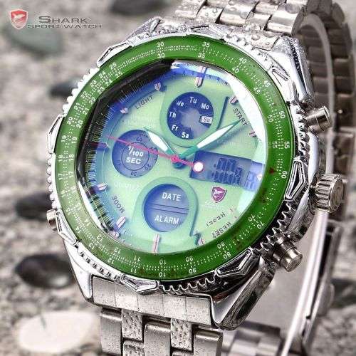 $45.00* Official SHARK Green New Quartz Army Mens Sport Wrist Watch*