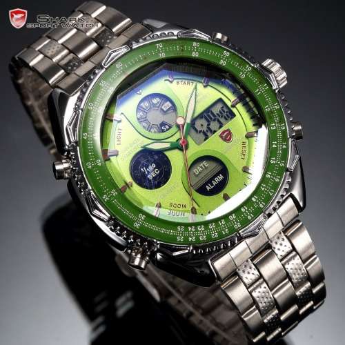 $45.00* Official SHARK Green New Quartz Army Mens Sport Wrist Watch*