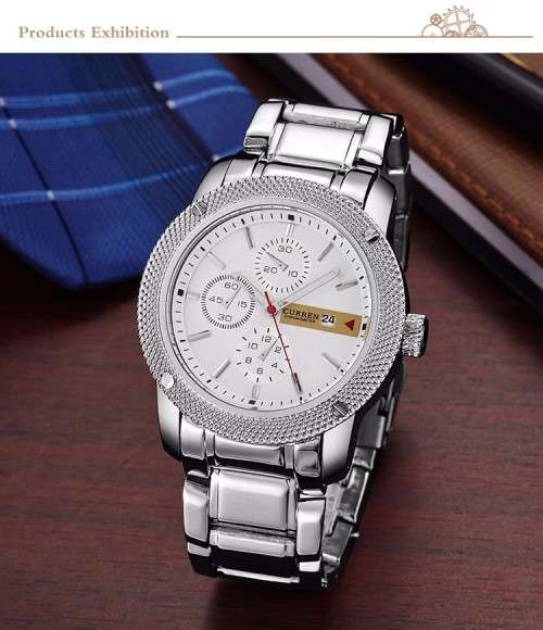 ***Elegant Curren 8069 HEAVY SILVER ALL STEEL MEN  QUALITY WATCH