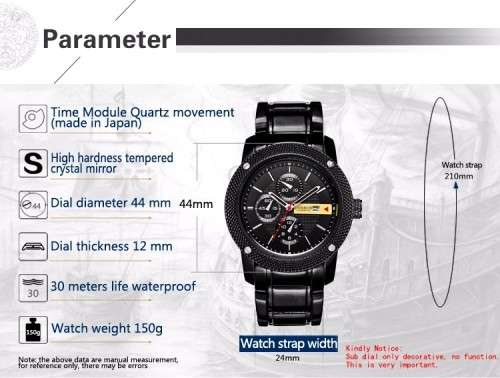 ***Elegant Curren 8069 HEAVY ALL STEEL MEN  QUALITY WATCH*BLACK*