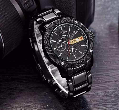 ***Elegant Curren 8069 HEAVY ALL STEEL MEN  QUALITY WATCH*BLACK*